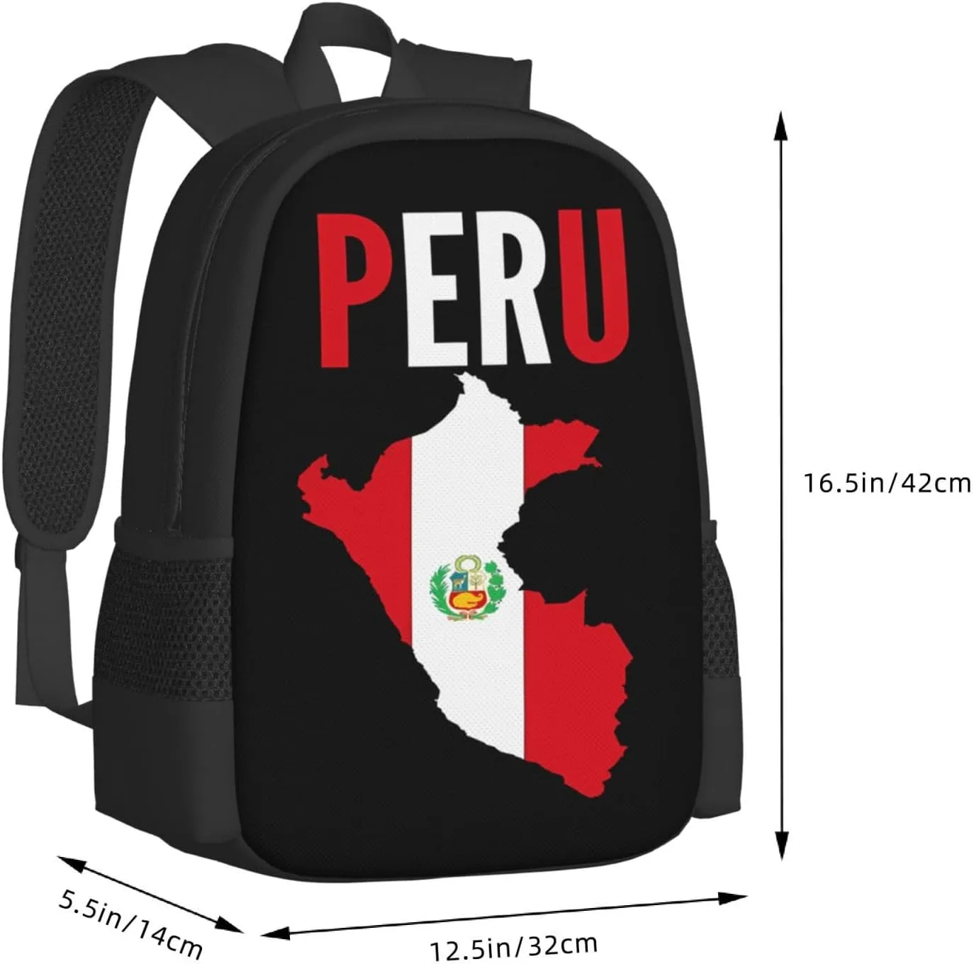 Peruvian Peru Flag Travel Backpack Casual Backpacks 15 Inch Laptop Back Pack Lightweight Rucksack Outdoor Sport Daypack Large Bags for Working Camping Hiking