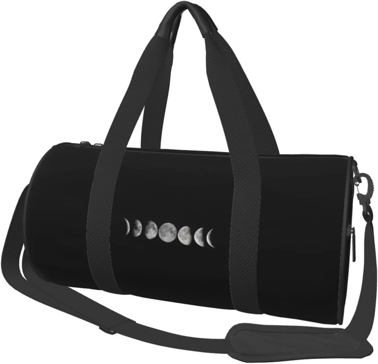 Phases Of The Moon Travel Luggage Duffel Bag Sports Rolling Foldable Duffel Bag, Black