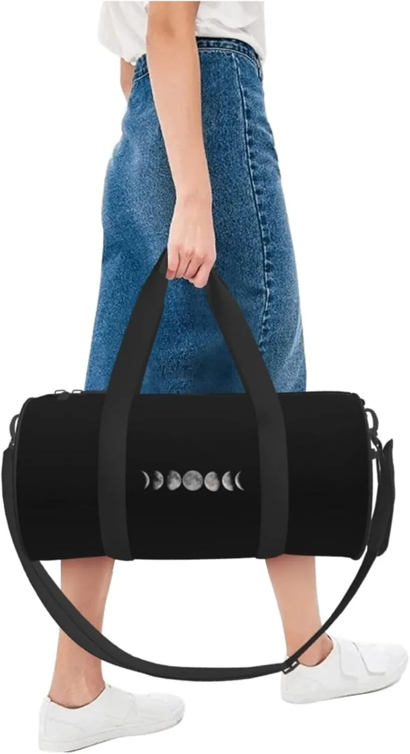 Phases Of The Moon Travel Luggage Duffel Bag Sports Rolling Foldable Duffel Bag, Black