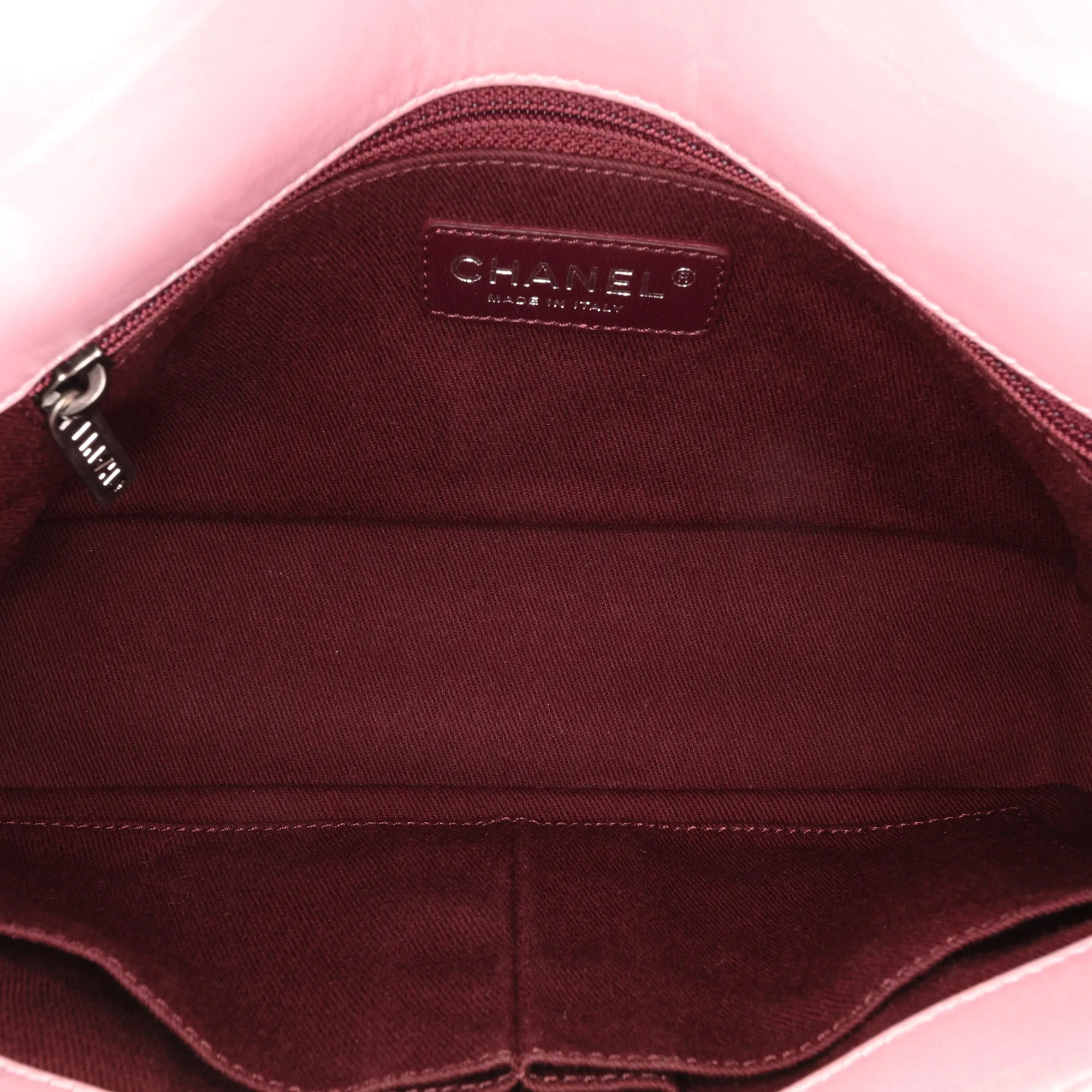 Pink Chanel Medium Quilted Metallic Calfskin Coco Pleats Chain Flap Crossbody Bag