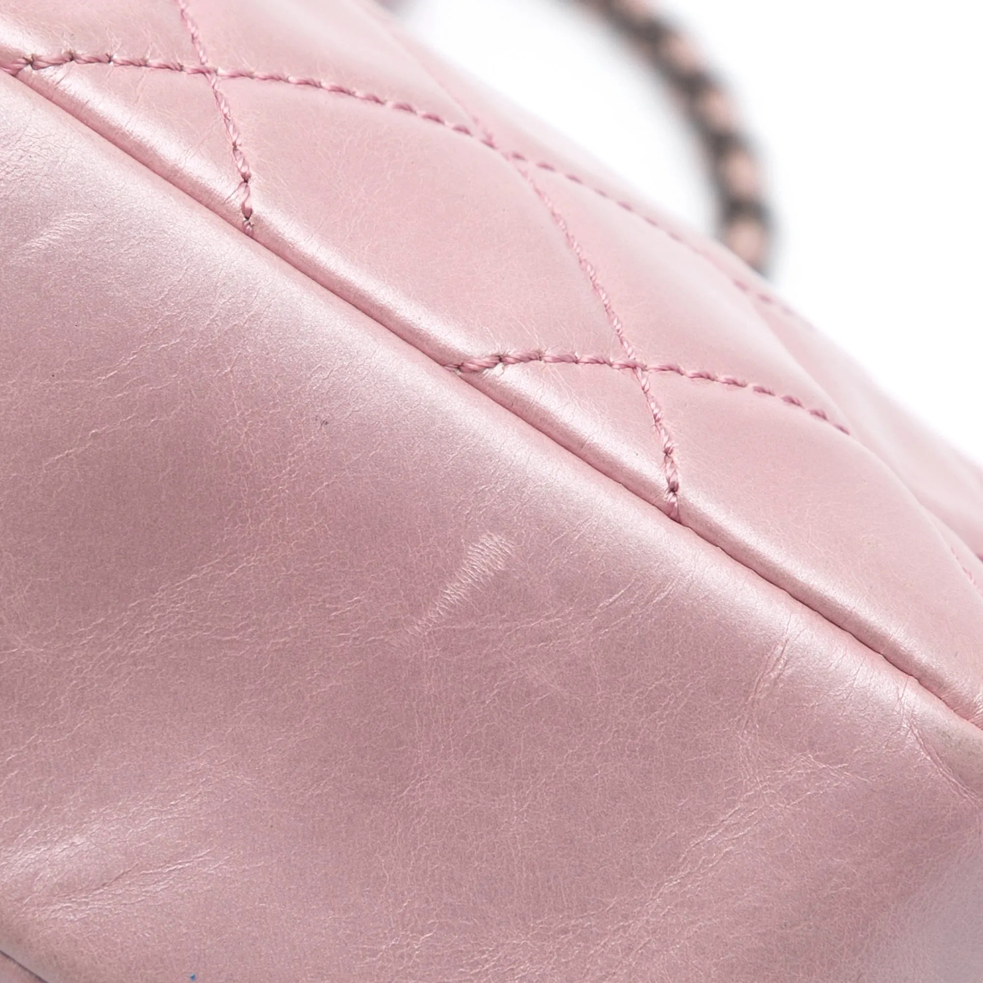 Pink Chanel Medium Quilted Metallic Calfskin Coco Pleats Chain Flap Crossbody Bag