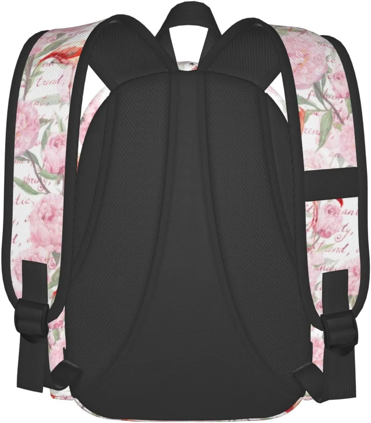 Pink Flamingo Watercolor Peony Flowers Laptop Backpack Shoulder Bag Laptop Pack Travel Backpacks Commuter Back Pack Casual Daypack Bags With Side Pockets