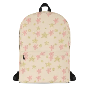 Pink Flowers Gold Stars Backpack