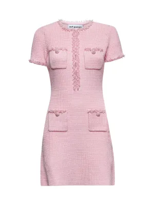 Pink textured knit mini dress