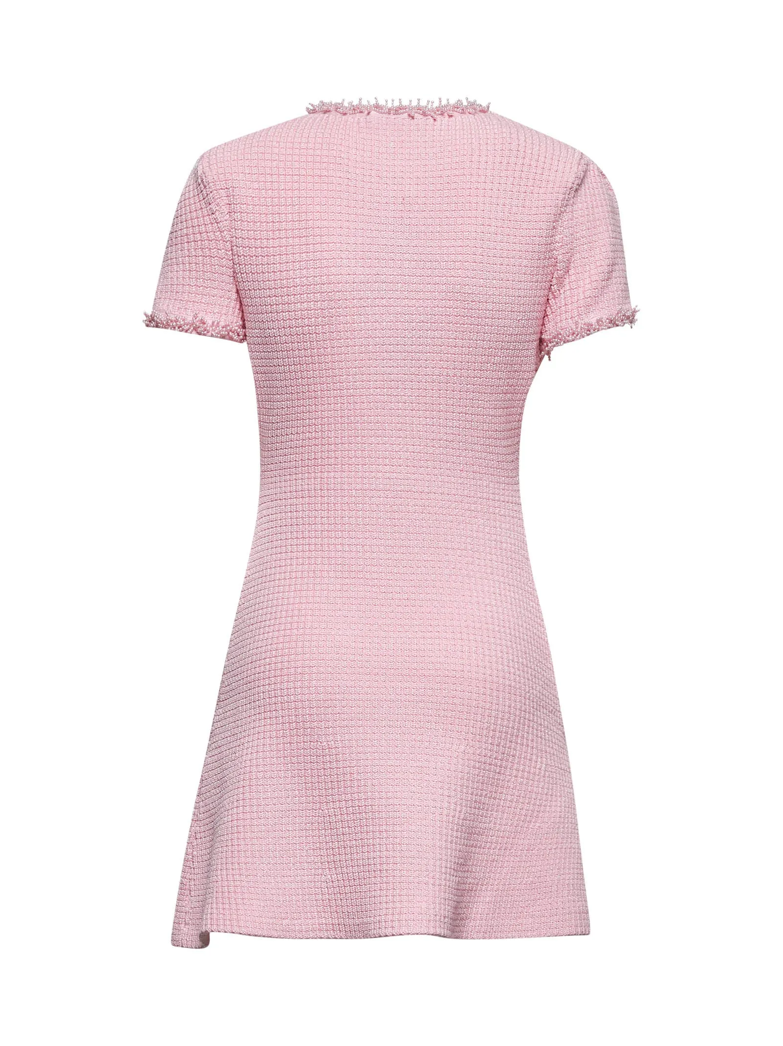 Pink textured knit mini dress
