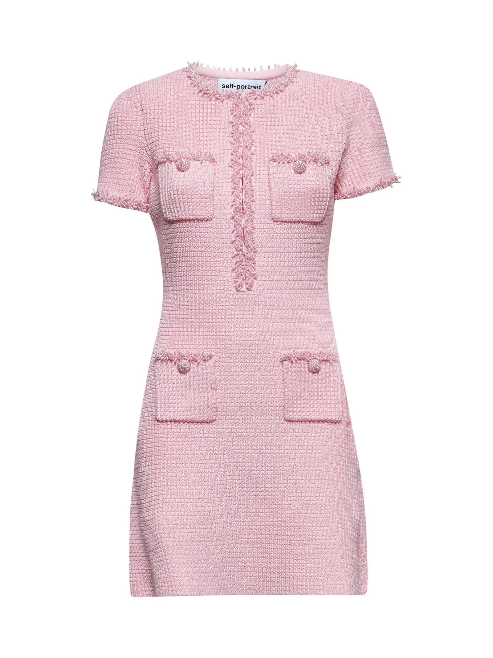 Pink textured knit mini dress