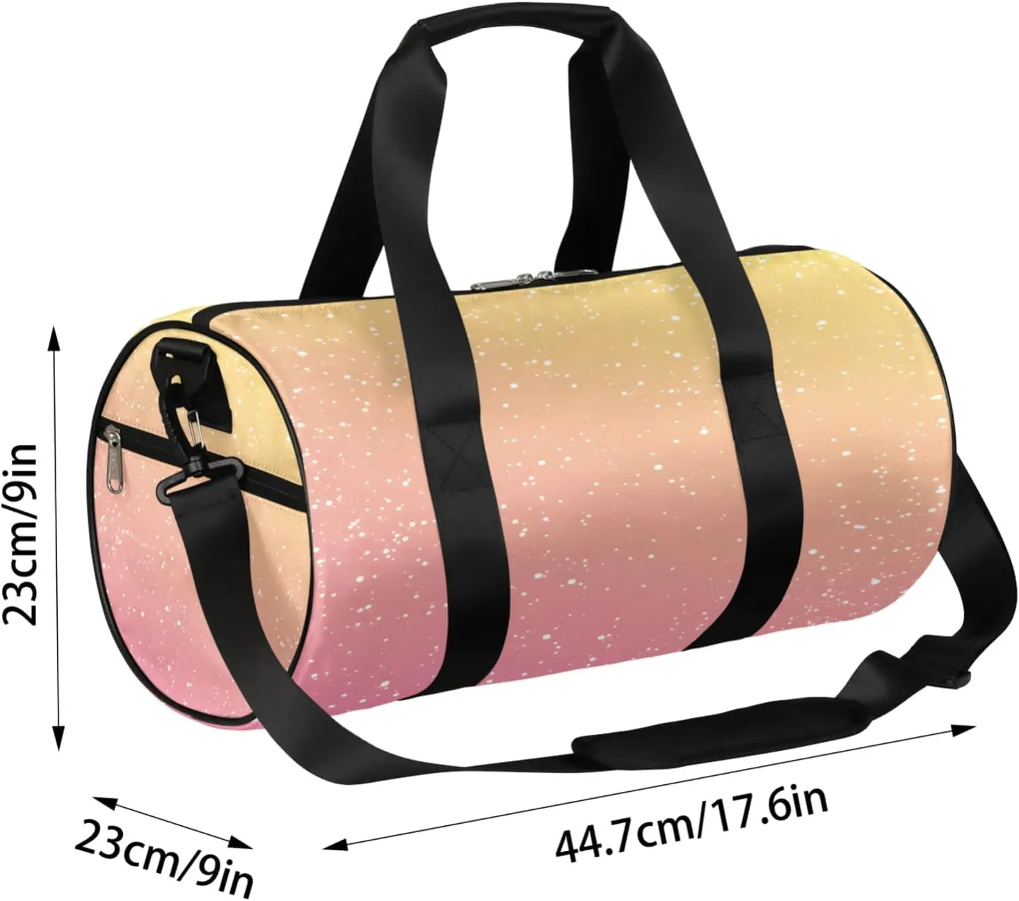 Pink Yellow Glitter Sports Gym Bag for Men Women Lightweight Travel Duffle Bag with Shoulder Strap Waterproof Carry On Weekender Overnight Bag for Travel Sports Gym