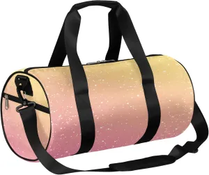 Pink Yellow Glitter Sports Gym Bag for Men Women Lightweight Travel Duffle Bag with Shoulder Strap Waterproof Carry On Weekender Overnight Bag for Travel Sports Gym