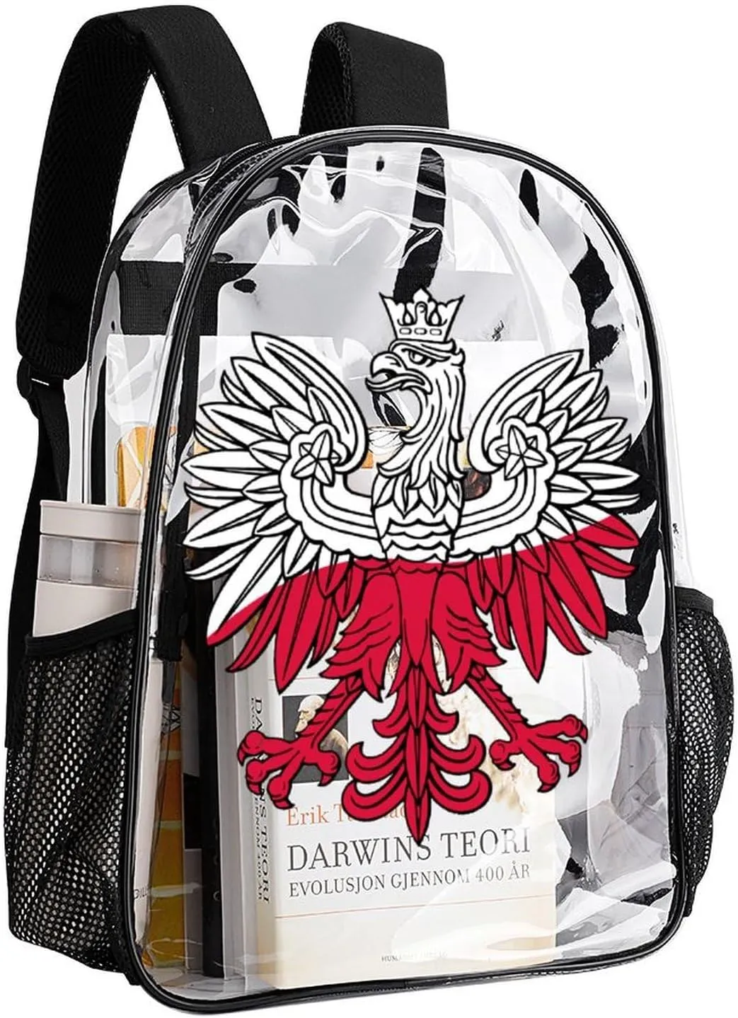 Poland Flag Polish Eagle Polska Clear Backpacks PVC Transparent Laptop Backpack Multipurpose Double Shoulder Bag for Men Women Gifts