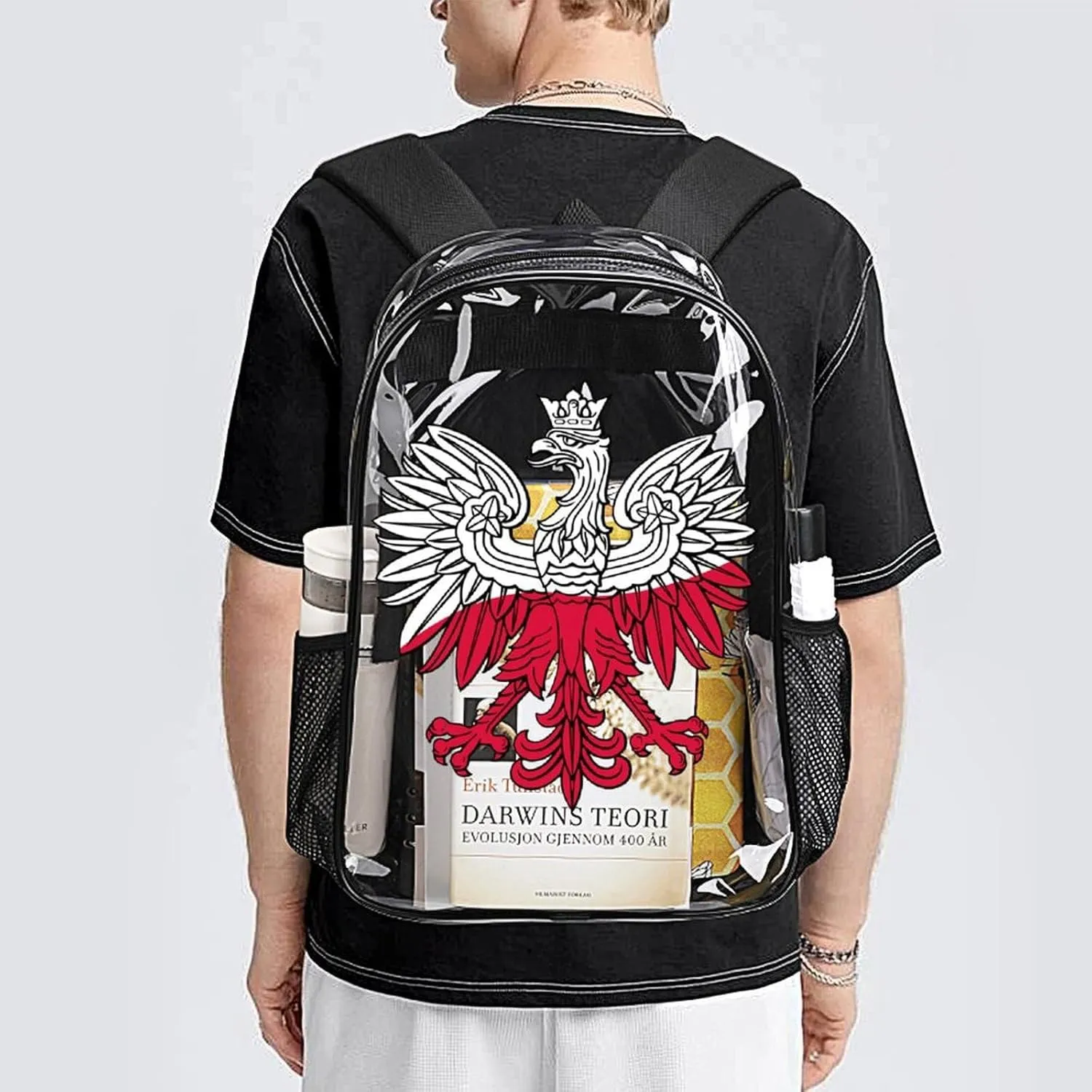 Poland Flag Polish Eagle Polska Clear Backpacks PVC Transparent Laptop Backpack Multipurpose Double Shoulder Bag for Men Women Gifts