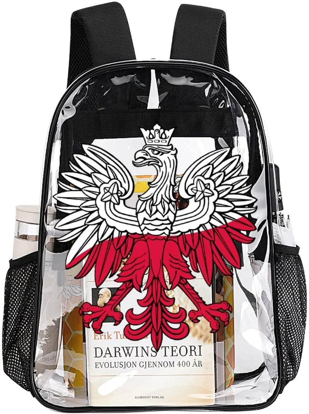 Poland Flag Polish Eagle Polska Clear Backpacks PVC Transparent Laptop Backpack Multipurpose Double Shoulder Bag for Men Women Gifts