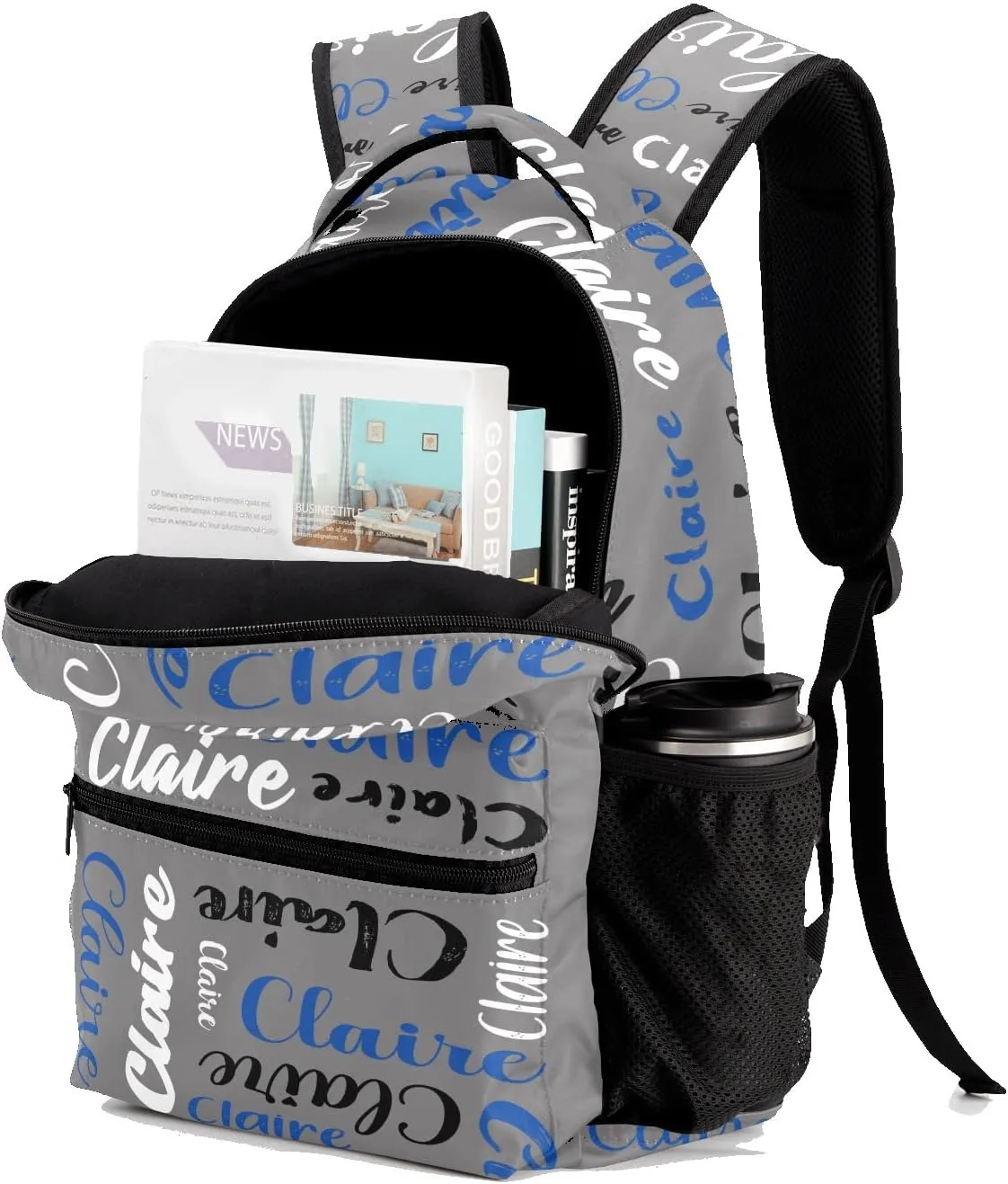 Polyester Custom Bookbag with Name Text Elementary Kids Boys Girls Personalized School Backpack Customize Book Bag, Stylish, Waterproof, Unique, Adjustable Shoulder Straps, 1 Pack