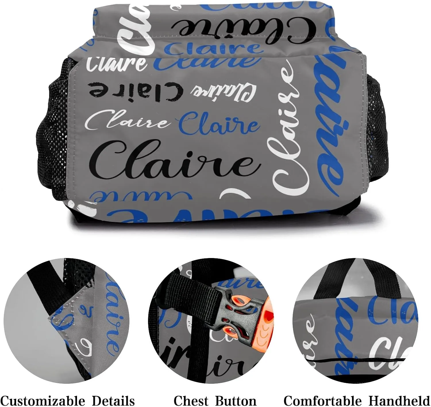 Polyester Custom Bookbag with Name Text Elementary Kids Boys Girls Personalized School Backpack Customize Book Bag, Stylish, Waterproof, Unique, Adjustable Shoulder Straps, 1 Pack
