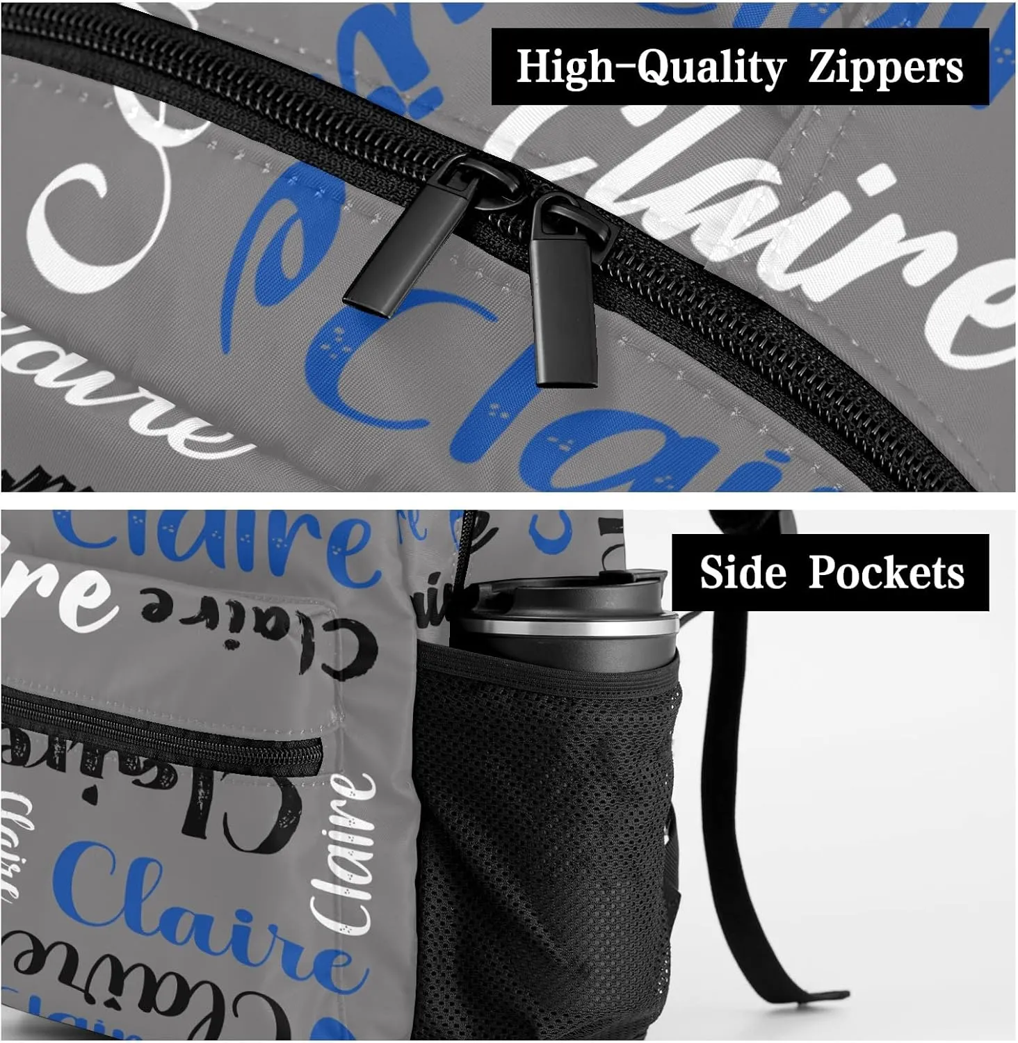 Polyester Custom Bookbag with Name Text Elementary Kids Boys Girls Personalized School Backpack Customize Book Bag, Stylish, Waterproof, Unique, Adjustable Shoulder Straps, 1 Pack