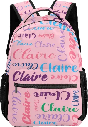 Polyester Custom Bookbag with Name Text Elementary Kids Girls Personalized School Backpack Customize Book Bag, Stylish, Waterproof, Unique, Adjustable Shoulder Straps, 1 Pack