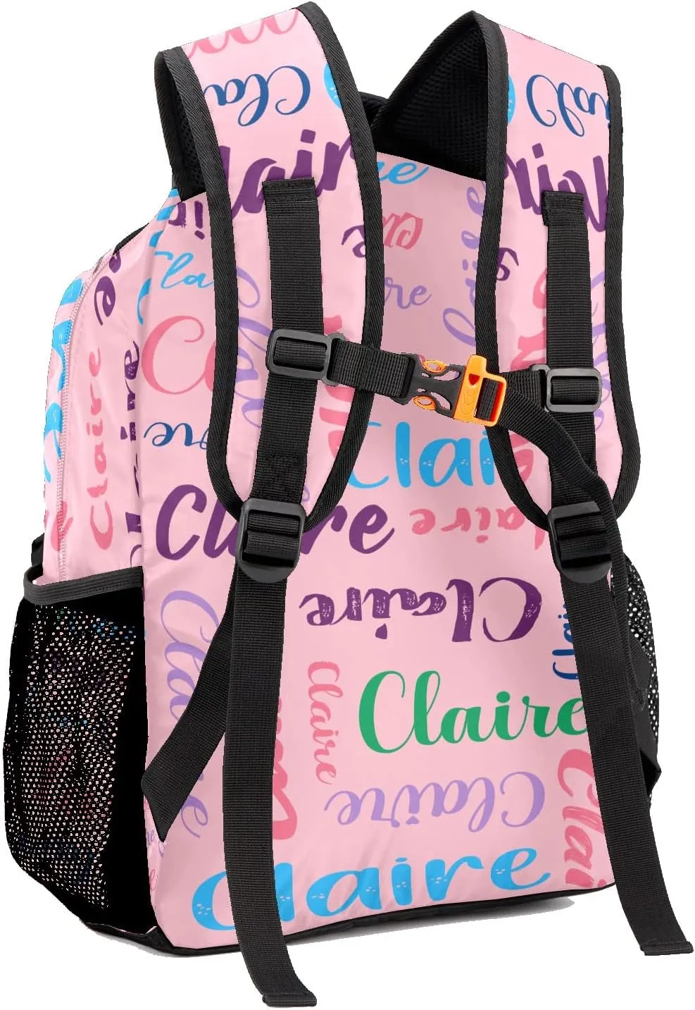 Polyester Custom Bookbag with Name Text Elementary Kids Girls Personalized School Backpack Customize Book Bag, Stylish, Waterproof, Unique, Adjustable Shoulder Straps, 1 Pack