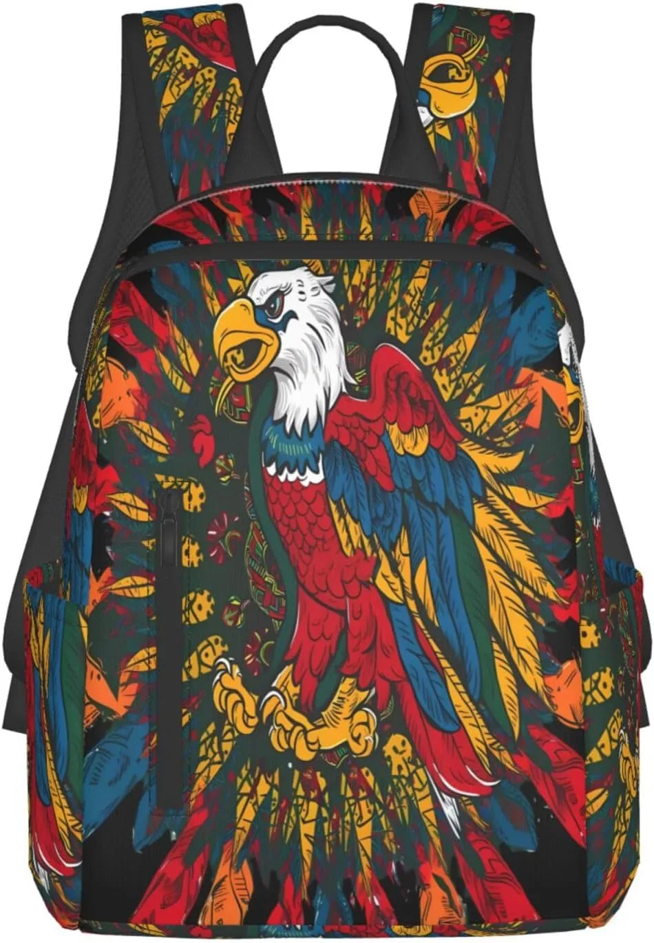 Powerful Mexican Eagle Mexico Flag Casual Laptop Backpack Travel Rucksack Sports Daypack Adjustable Strap Bags with Multi-Pockets for Working Running Camping