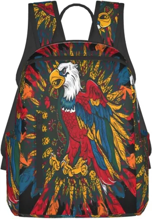 Powerful Mexican Eagle Mexico Flag Casual Laptop Backpack Travel Rucksack Sports Daypack Adjustable Strap Bags with Multi-Pockets for Working Running Camping