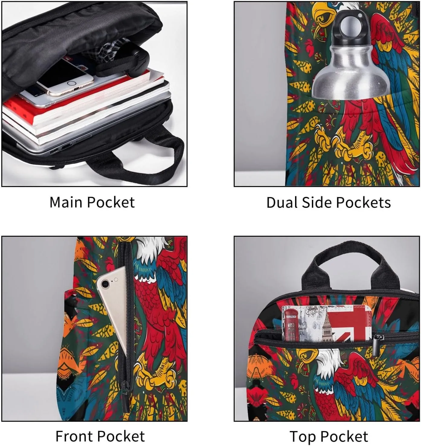 Powerful Mexican Eagle Mexico Flag Casual Laptop Backpack Travel Rucksack Sports Daypack Adjustable Strap Bags with Multi-Pockets for Working Running Camping