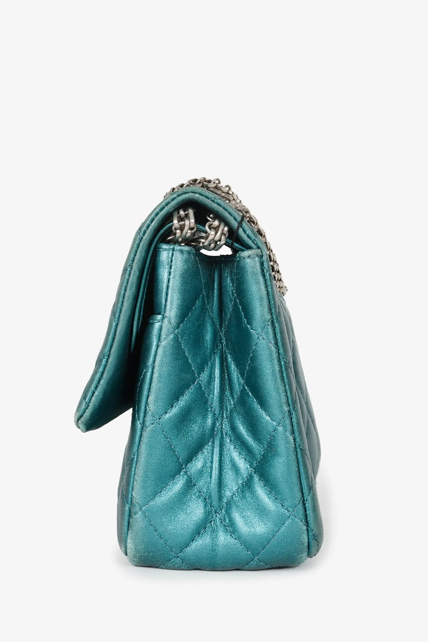 Pre-Loved Chanel™ 2008/9 Teal Metallic Quilted Leather 2.55 Reissue 226 Double Flap Bag