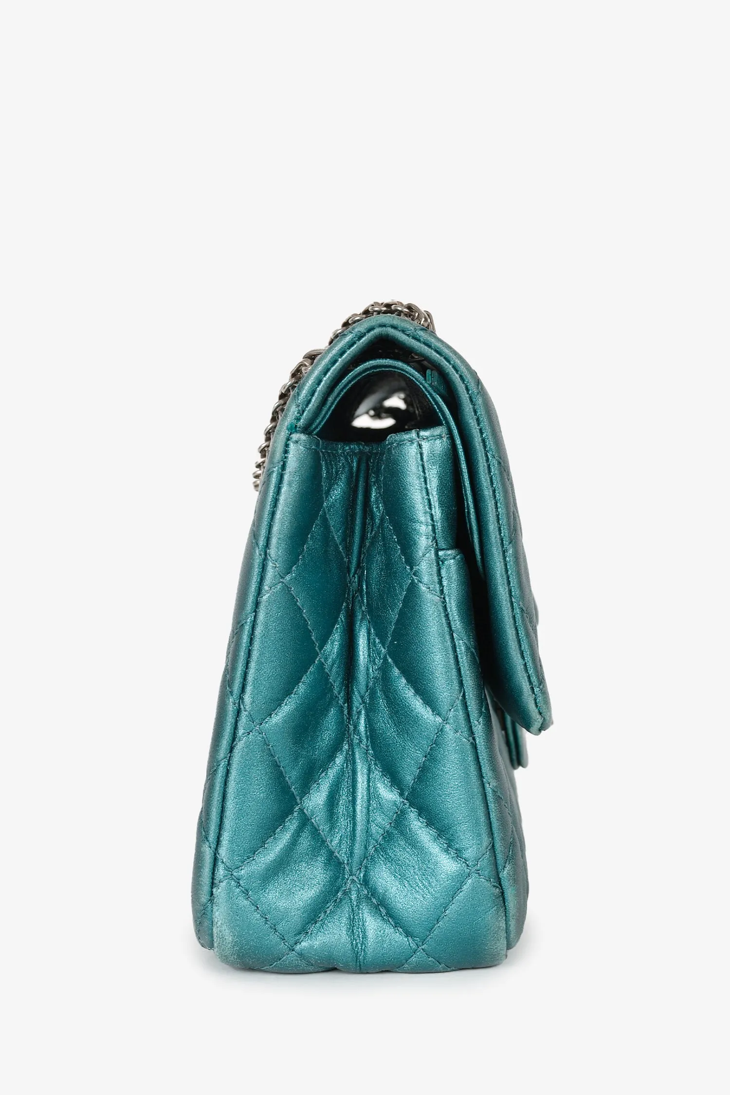 Pre-Loved Chanel™ 2008/9 Teal Metallic Quilted Leather 2.55 Reissue 226 Double Flap Bag