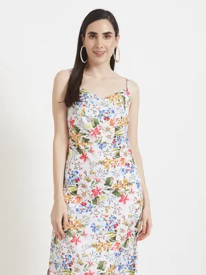 Premium Micro Digital Print  Shoulder Strap Bodycon Maxi Dress With Slash Pocket