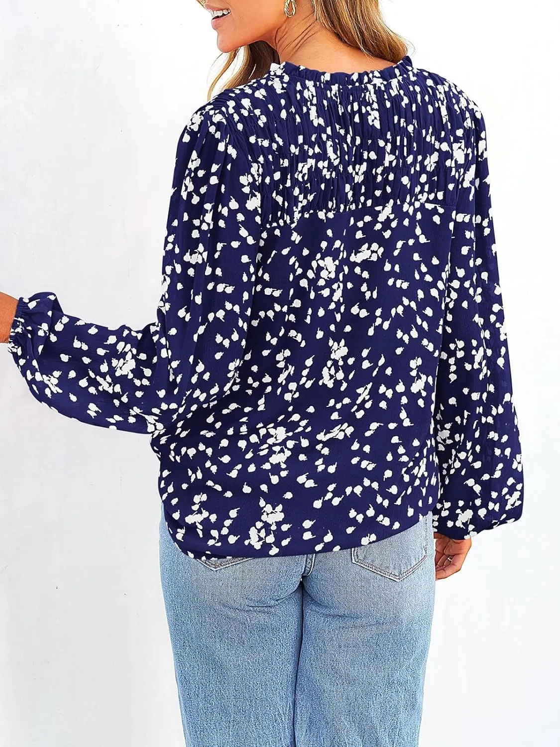 PRETTYGARDEN Womens Floral Spring Tops 2025 V Neck Long Sleeve Blouses Dressy Casual Boho Chiffon Business Work Shirts