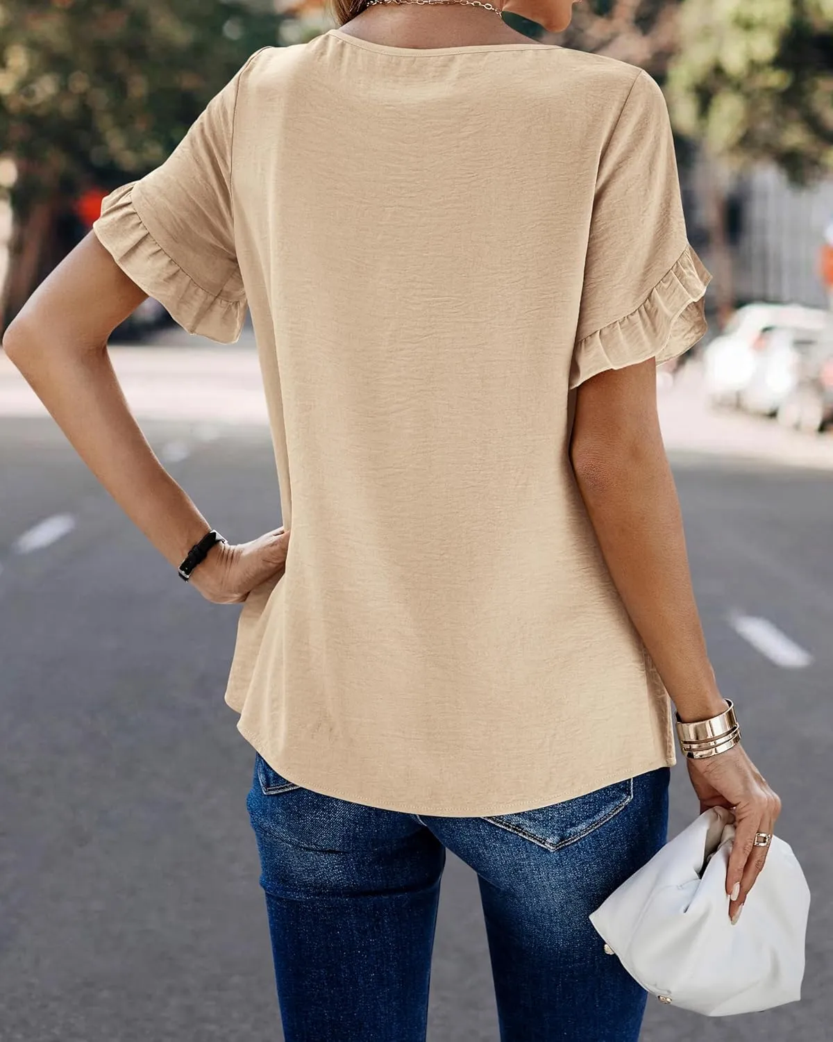 PRETTYGARDEN Women's Shirts Summer Casual Crewneck Lace Crochet Short Sleeve Blouses Cute Floral Print Loose Tunic Tops