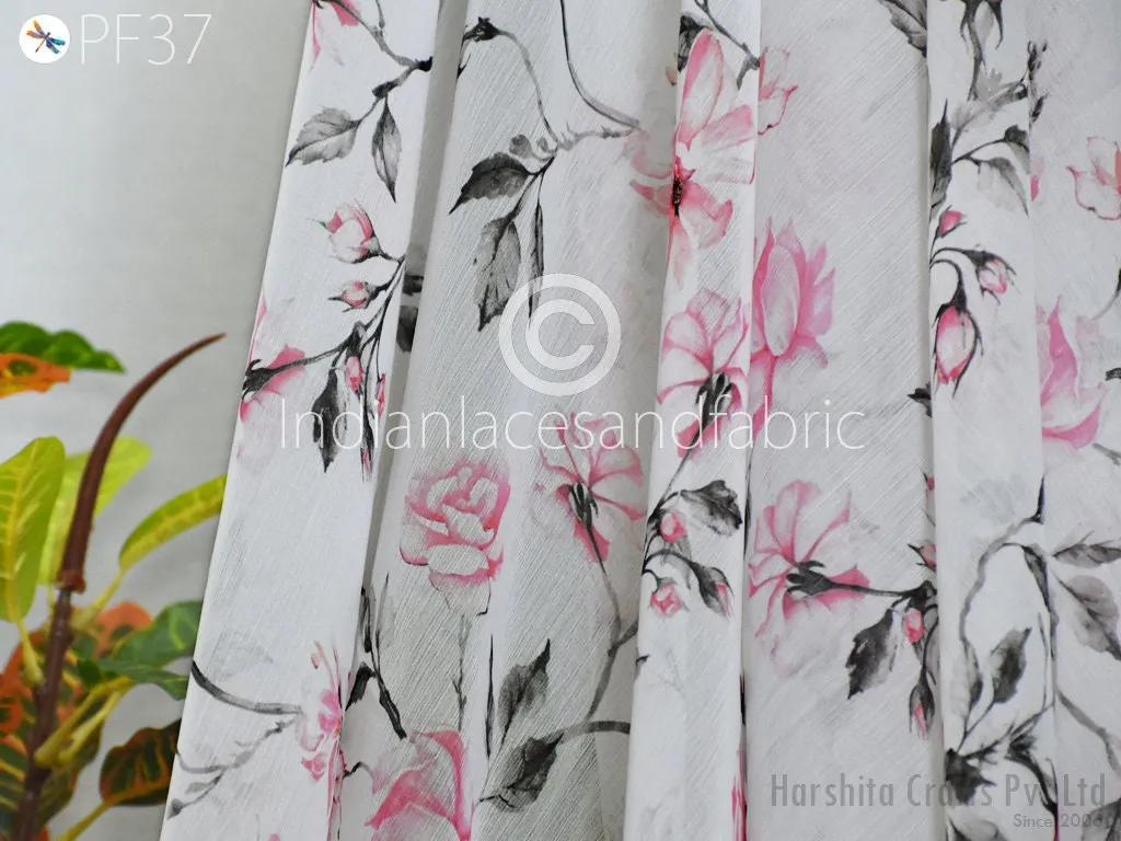 Printed Chiffon fabric By Yard Indian for Soft Flowy Floral Summer Dress Shirt Comfortable Clothing Party Costumes Drapery Sewing Crafting