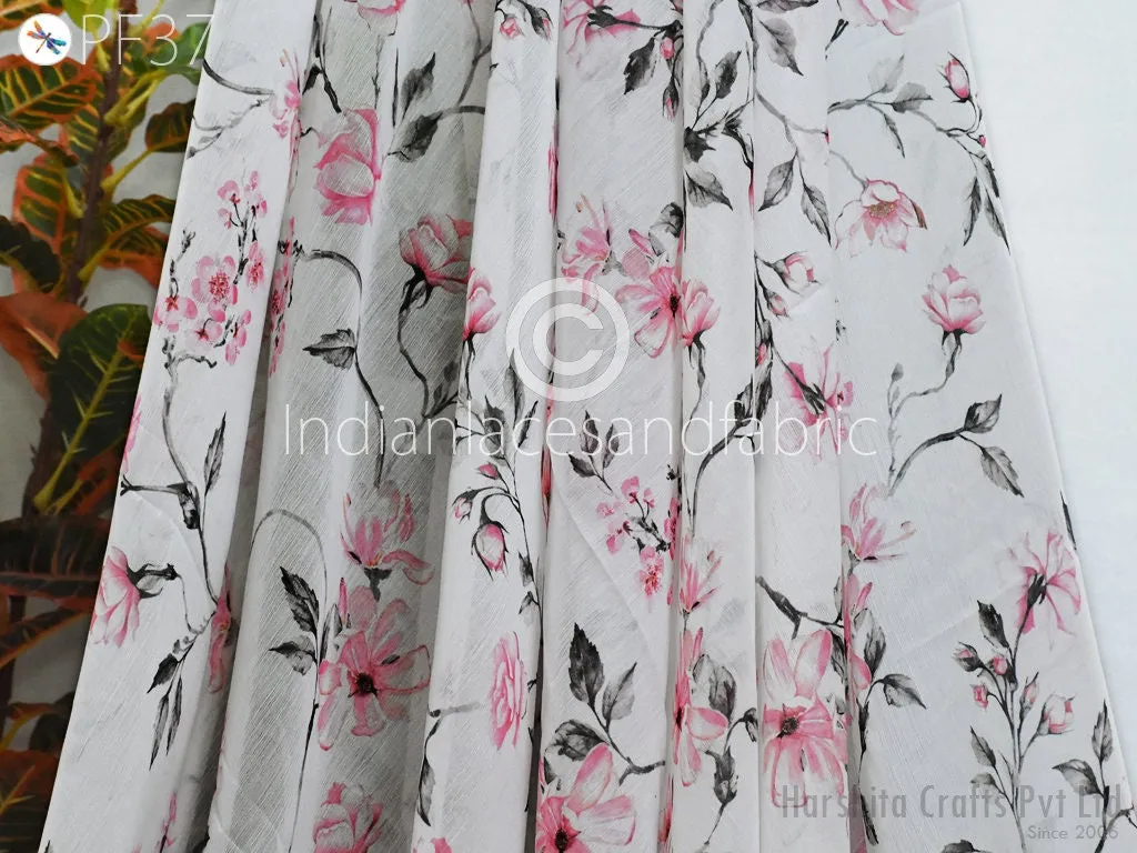 Printed Chiffon fabric By Yard Indian for Soft Flowy Floral Summer Dress Shirt Comfortable Clothing Party Costumes Drapery Sewing Crafting