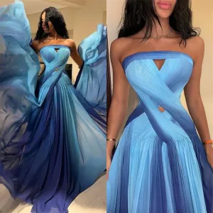 Prom Dresses Exquisite Strapless A-line Chiffon Occasion Evening Gown