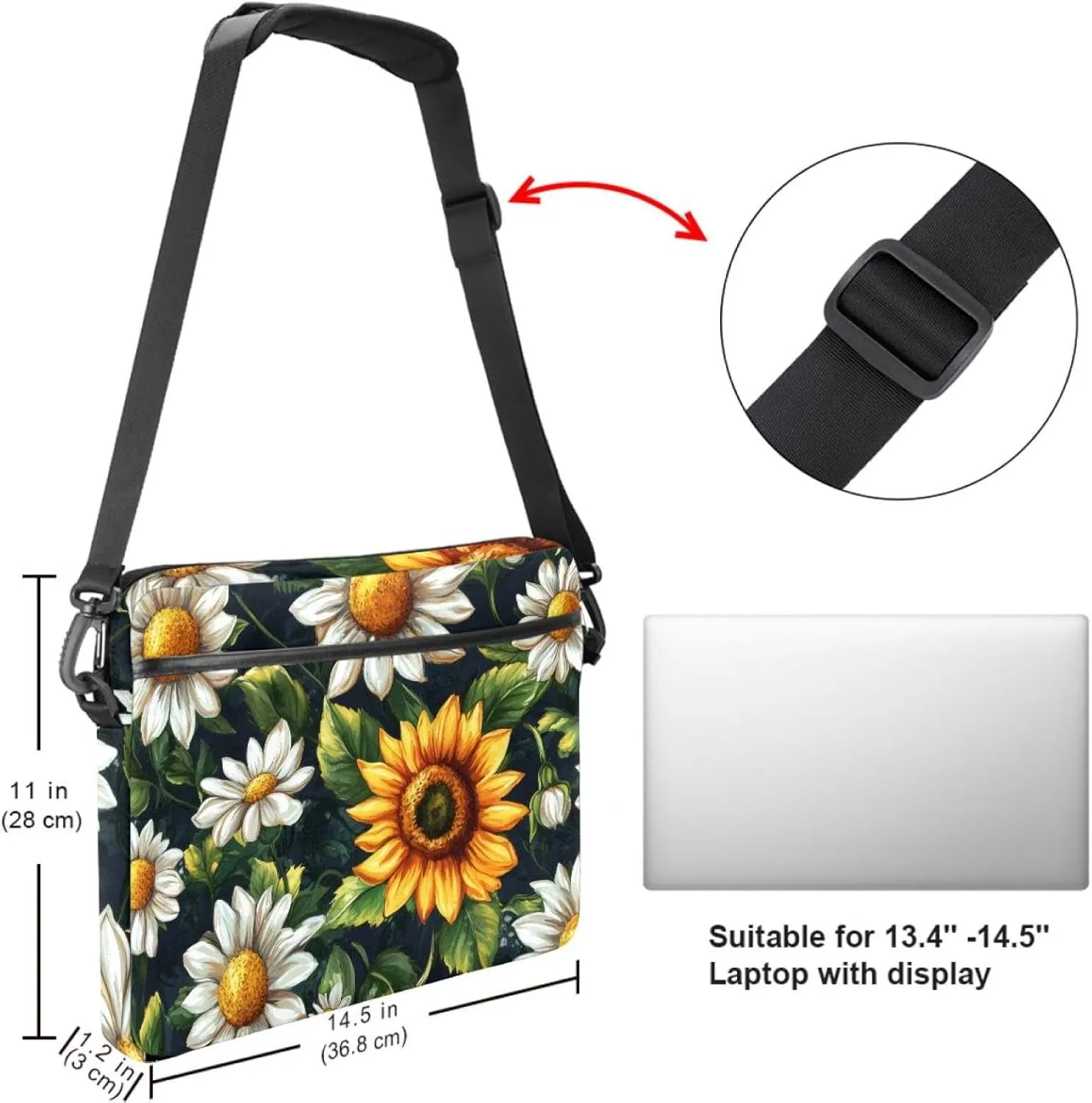 Protective Laptop Shoulder Messenger Bag Vintage Wood Grain Briefcase Carrying Case Sleeve