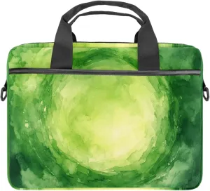 Protective Laptop Shoulder Messenger Bag Watercolor Green Woodland Forest Earth Tones Briefcase Carrying Case Sleeve
