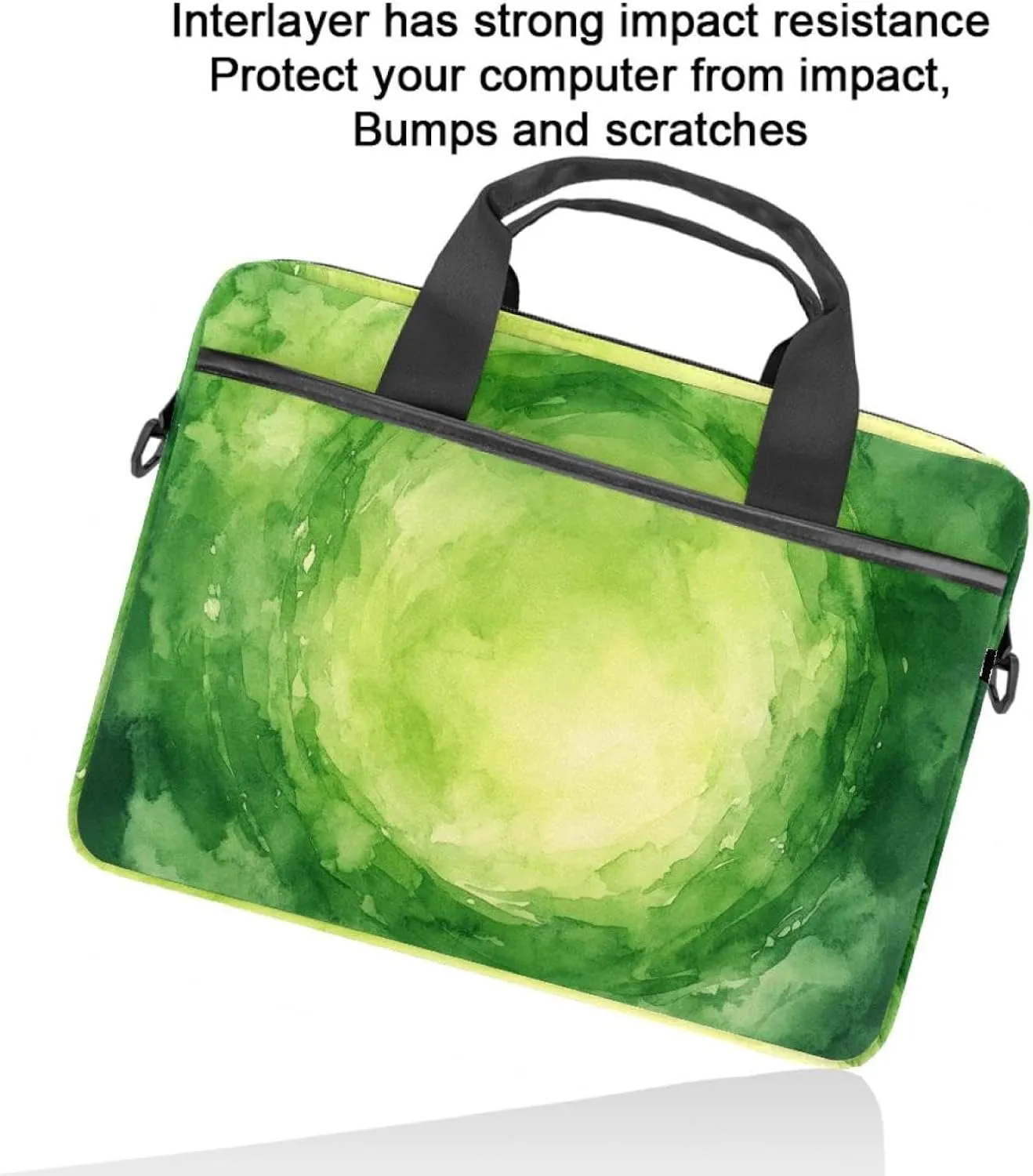 Protective Laptop Shoulder Messenger Bag Watercolor Green Woodland Forest Earth Tones Briefcase Carrying Case Sleeve