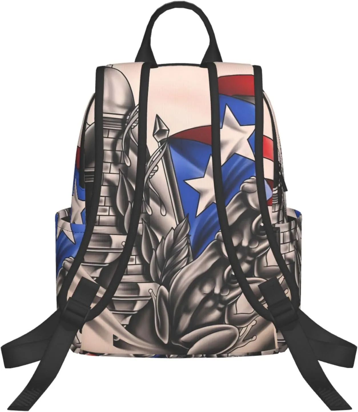 Puerto Rico Frog Flag Travel Backpacks Casual Laptop Backpack Sport Rucksack Large Capacity Daypack Multi-Pockets Adjustable Strap Bag for Working Hiking