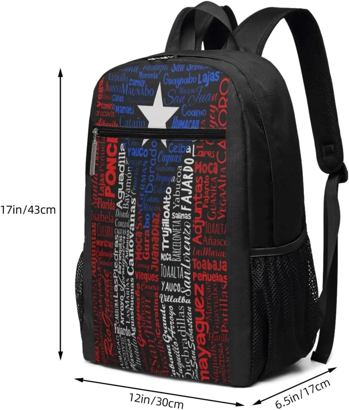 Puerto Rico Towns Flag Casual Backpacks Sports Backpack Large Capacity Travel Rucksack Laptop Daypack with Multi-Pockets Adjustable Strap Work Bag for Hiking