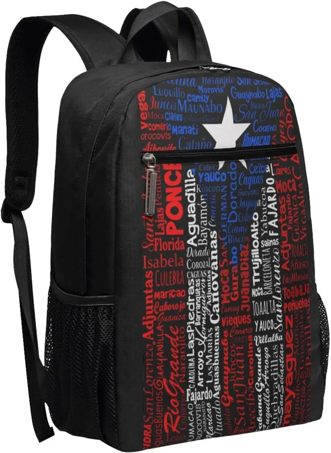 Puerto Rico Towns Flag Casual Backpacks Sports Backpack Large Capacity Travel Rucksack Laptop Daypack with Multi-Pockets Adjustable Strap Work Bag for Hiking