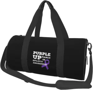 Purple Up March 26 Support Epilepsy Awareness Travel Luggage Duffel Bag Sports Rolling Foldable Duffel Bag, Black