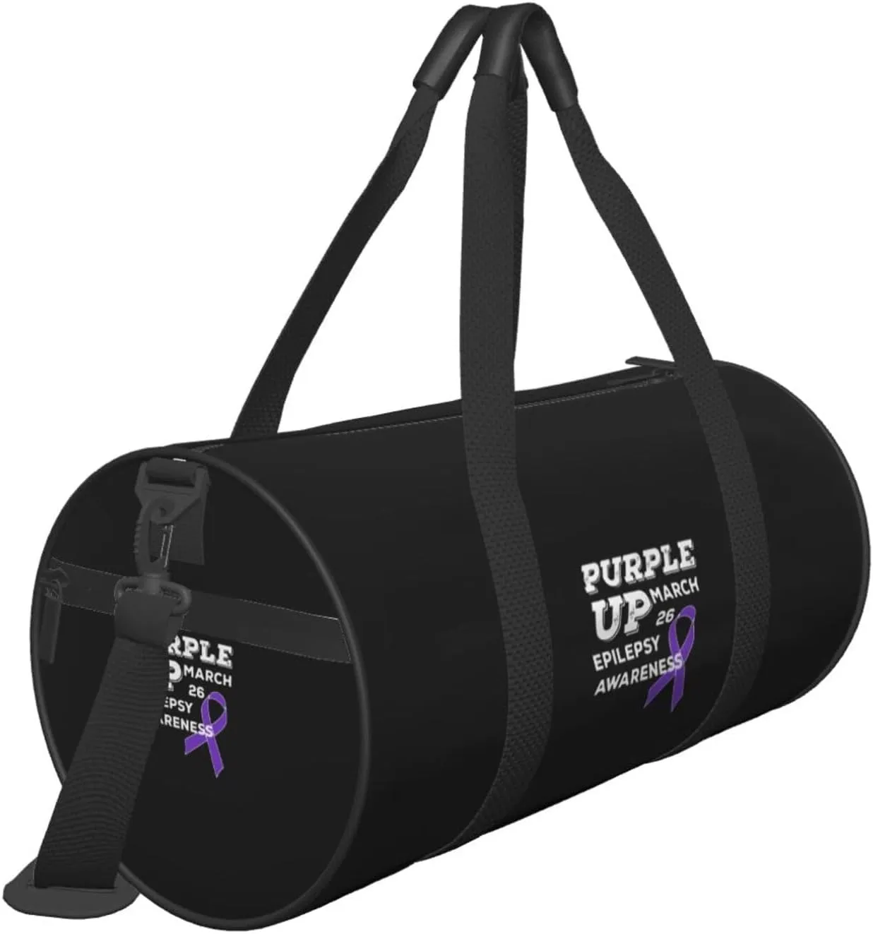 Purple Up March 26 Support Epilepsy Awareness Travel Luggage Duffel Bag Sports Rolling Foldable Duffel Bag, Black