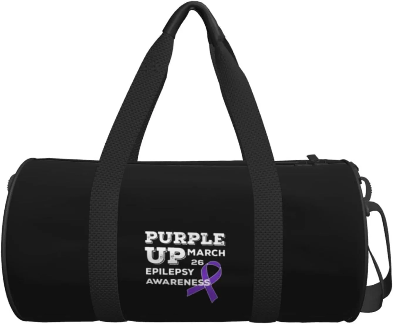 Purple Up March 26 Support Epilepsy Awareness Travel Luggage Duffel Bag Sports Rolling Foldable Duffel Bag, Black