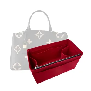 Purse Organizer for Grand Palais Lv Bag Insert, LV Palais Petit Organizer, Grand Palais Organizer, Handmade 2mm Premium Felt Snug Sturdy Gold Zipper (For Grand Palais, Scarlet)