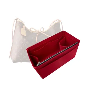 Purse Organizer for Lv Carryall Bag Organizer, Lv Bag Insert Organizer Carryall PM, Carryall MM Organizer, Handmade 2mm Premium Felt Snug Sturdy Gold Zipper (For Carryall MM, Scarlet)