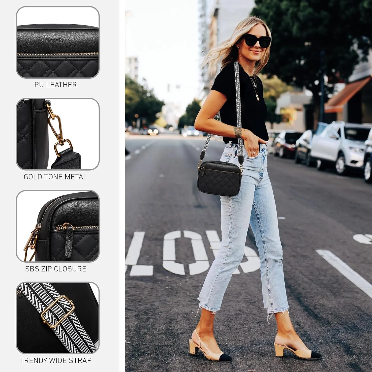 Quilted Crossbody Bags for Women Small Crossbody Purse Trendy Womens Purses and Handbags With Adjustable Strap