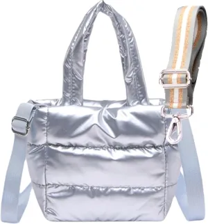 Quilted Metallic Lightweight Phone Crossbody Purse, Puffer Small Tote Bag Soft Padded Adjustable Strap, Women Shoulder Bag