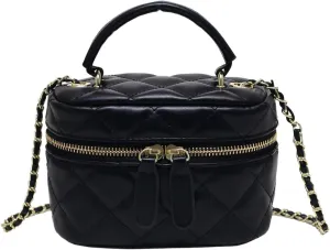 QWINEE Women's Silver Top Handle Crossbody Bag Small Crocodile Embossed Satchel Bag Mini Bucket Handbag