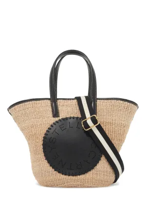 raffia shoulder bag with logo.