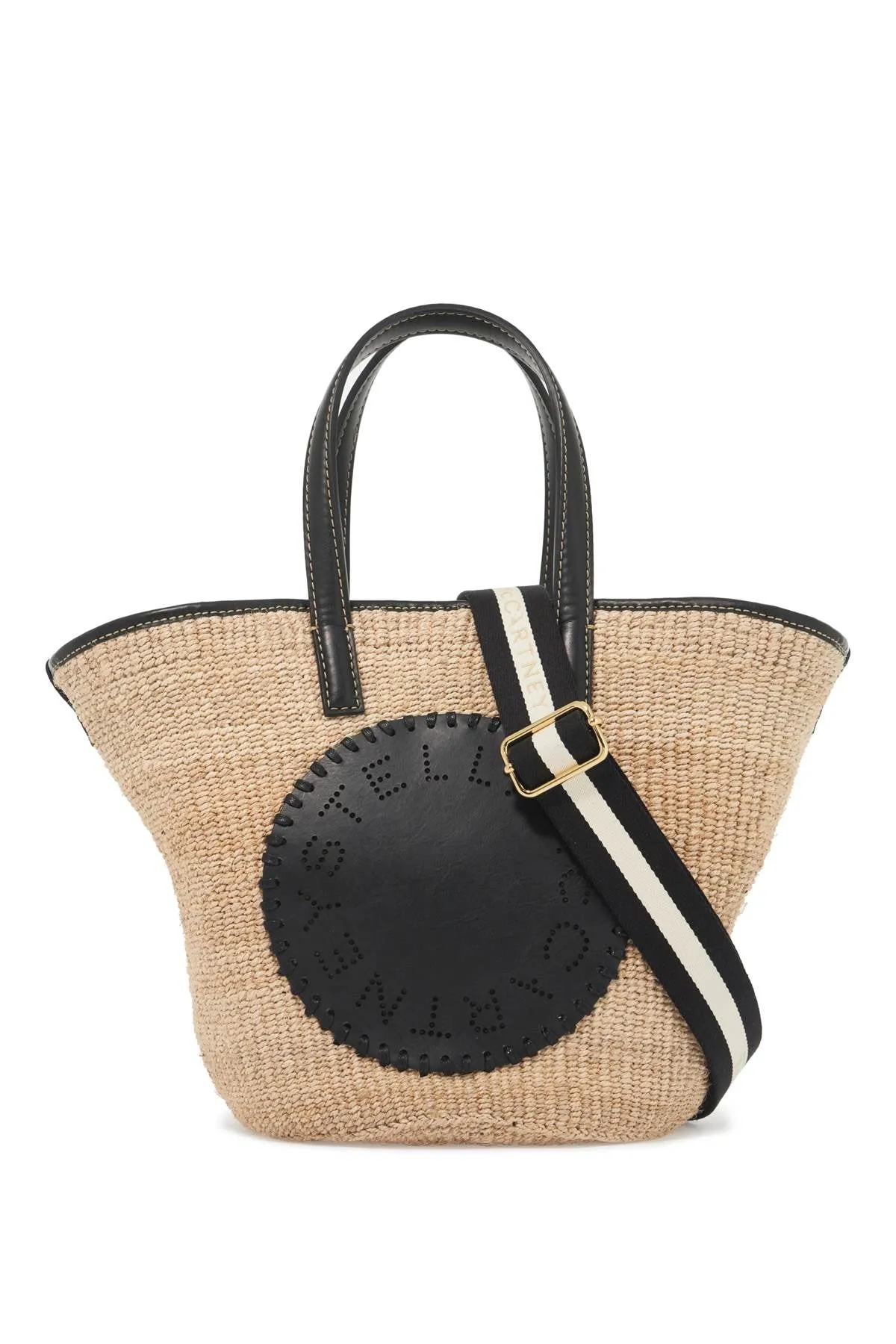 raffia shoulder bag with logo.