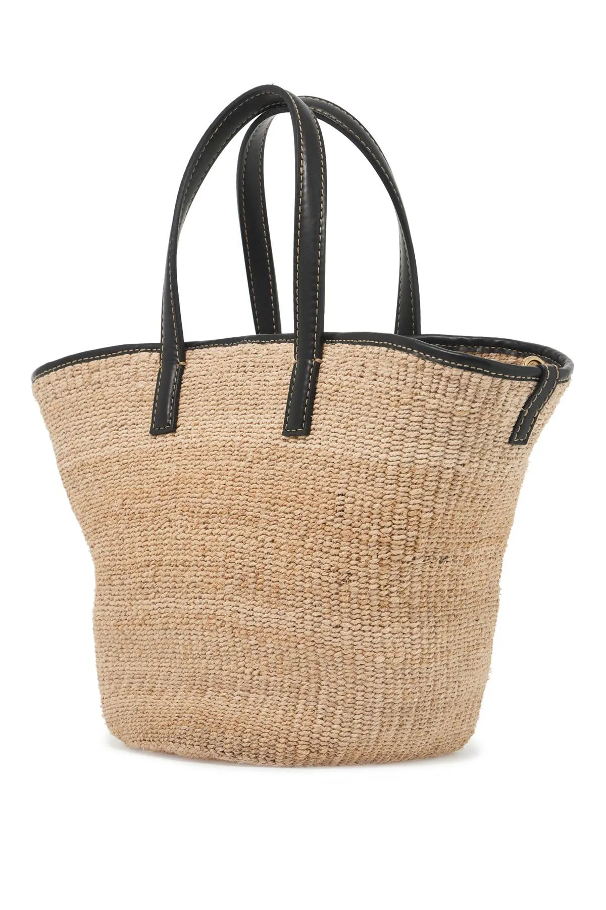 raffia shoulder bag with logo.