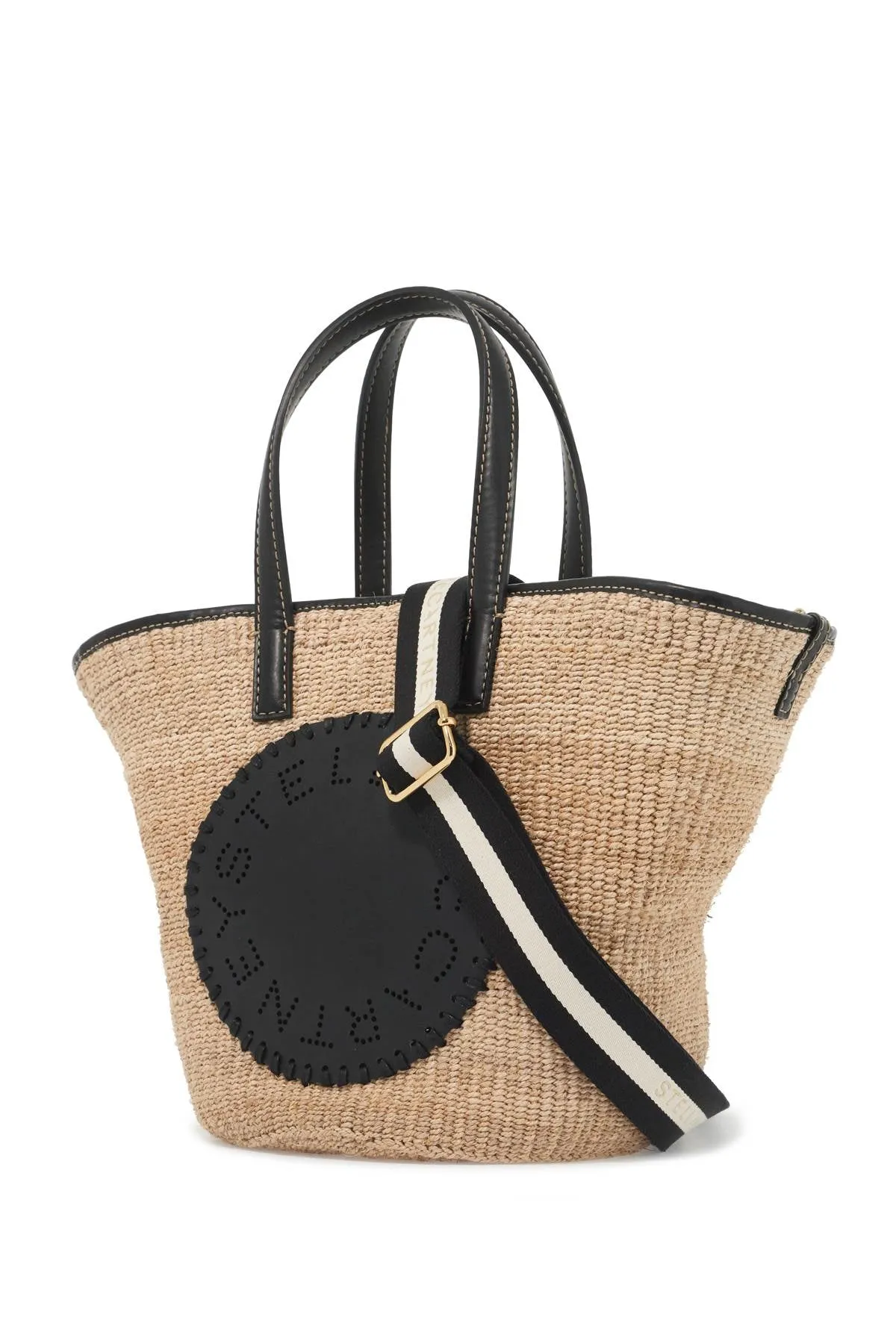 raffia shoulder bag with logo.