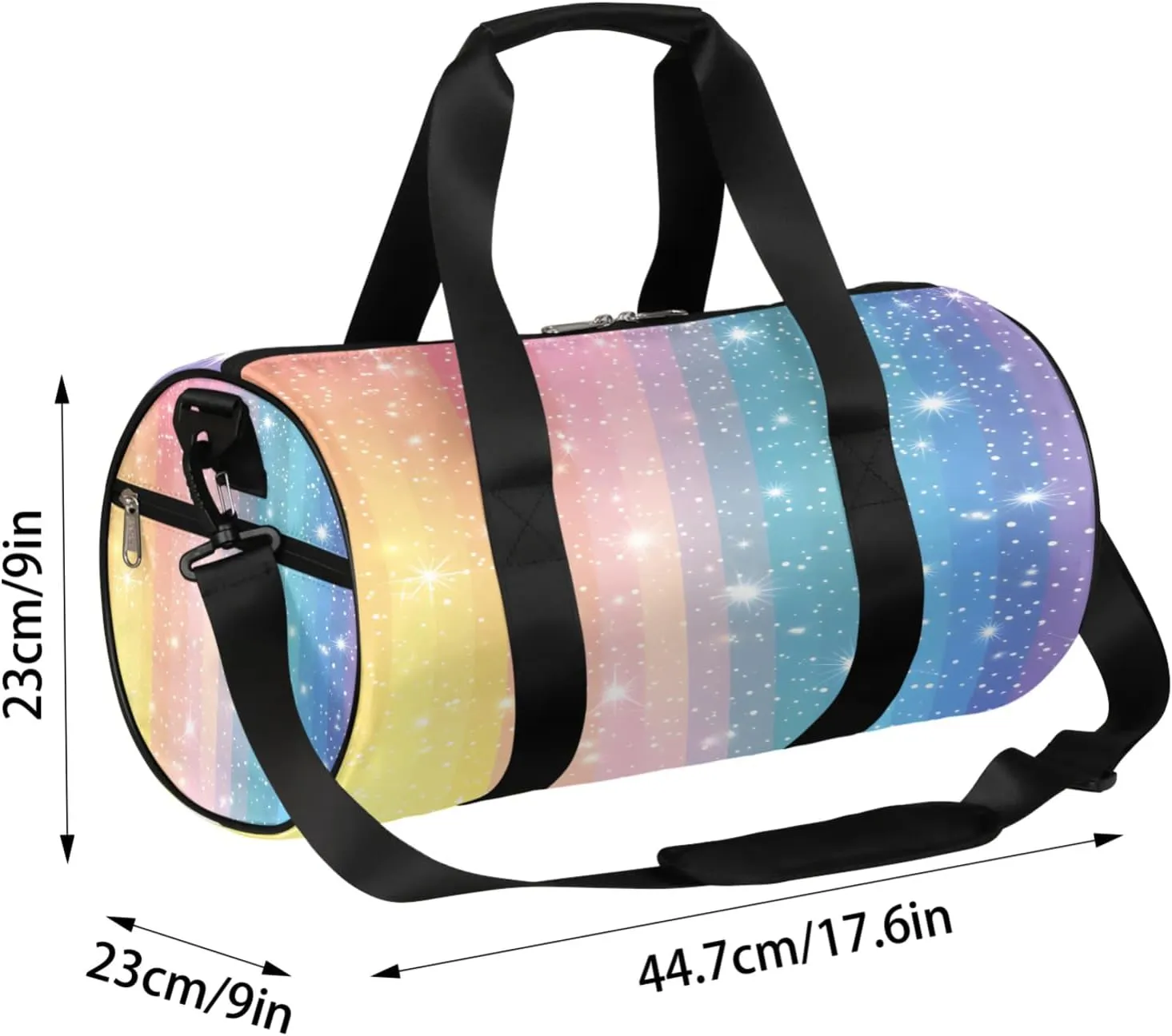 Rainbow Glitter Sports Gym Bag for Men Women Lightweight Travel Duffle Bag with Shoulder Strap Waterproof Carry On Weekender Overnight Bag for Travel Sports Gym